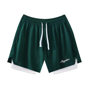美式篮球运动短裤带内衬假两件男三分不过膝透气防走光训练休闲夏