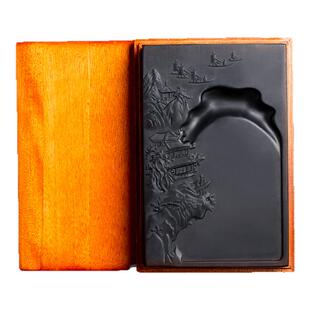 六品堂原石砚台安徽歙砚文房四宝用品毛笔书法专用磨墨笔砚砚盘墨池墨盘墨海专业送礼石砚台礼盒装木盒