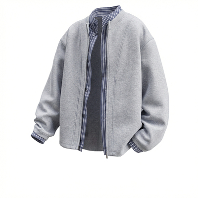 美式重磅假两件夹克男加肥加大码