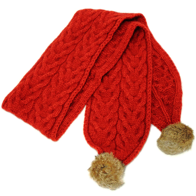 新西兰英伦风皮草羊毛针织围巾女