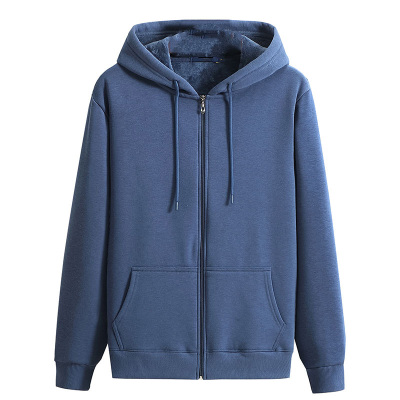 青年连帽男加绒加厚开衫外套