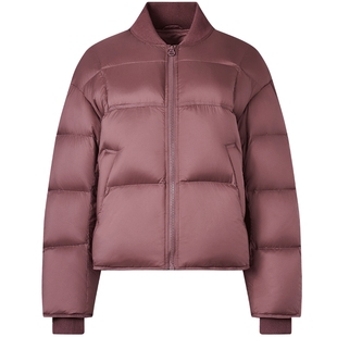 坦博尔冬季女款休闲罗纹棒球领短款羽绒服简约时髦面包服外套显高