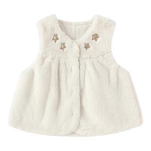 【minkmui联名商场同款】巴拉巴拉女童马甲仿兔毛秋冬上衣2025新