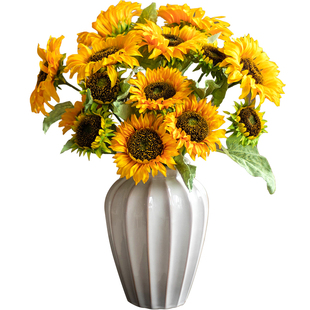 向日葵仿真花摆件客厅干花摆设餐桌假花装饰道具轻奢逼真仿生花束