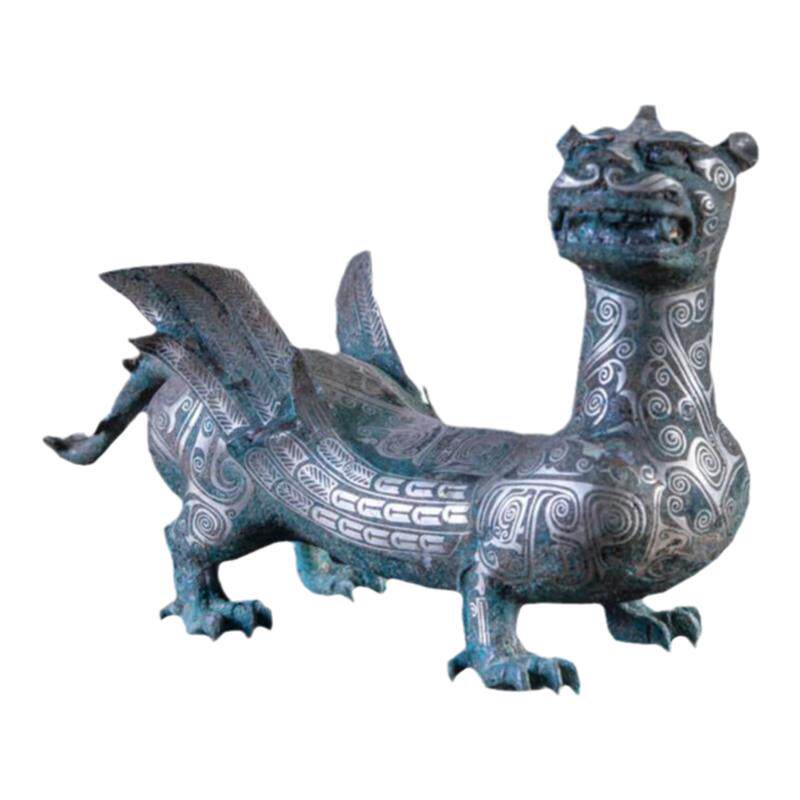 镶嵌双翼神兽仿古青铜器摆件