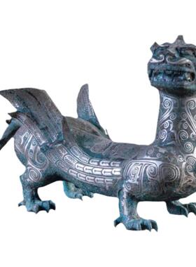 镶嵌双翼神兽仿古青铜器摆件