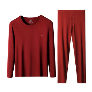 猫人红色本命年保暖内衣男女款马年结婚新年喜庆秋衣秋裤套装女士