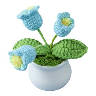 幸福归来钩织毛线铃兰花小盆栽小清新文艺桌面仿真植物多肉摆件