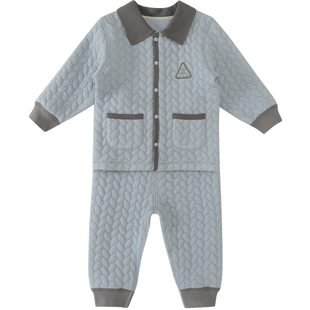 儿童保暖套装秋冬夹丝加厚女童两件套婴幼儿宝宝分体衣服男童春装