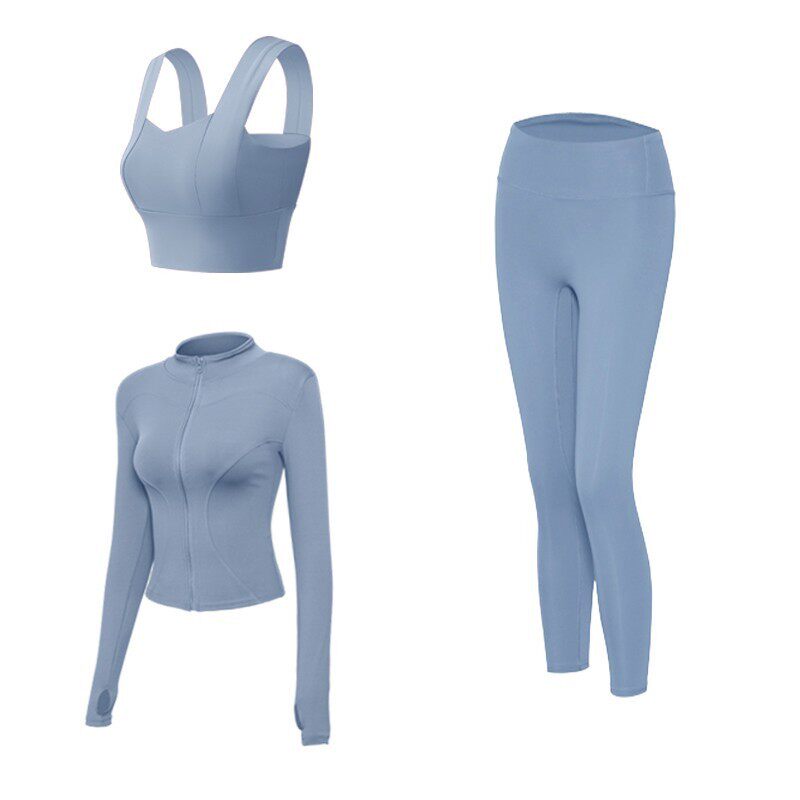 瑜伽服套装三件套女秋季2025新款紧身服性感专业运动健身外套长袖