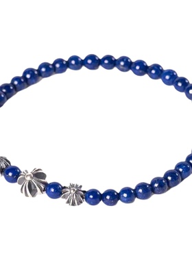 原创S925纯银十字花青金石手链男女同款款小众设计感高级文玩手串