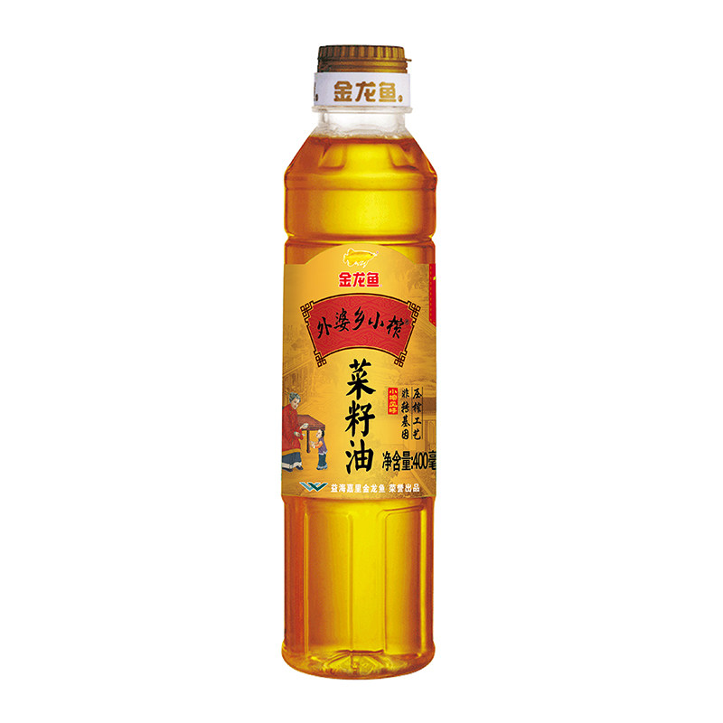 金龙鱼外婆乡小榨菜籽油家用食用植物油宿舍炒菜菜籽油400ml/瓶装