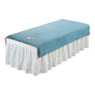 美容床单单件美容院专用牛奶绒秋冬季按摩铺足浴养生馆铺床巾带洞