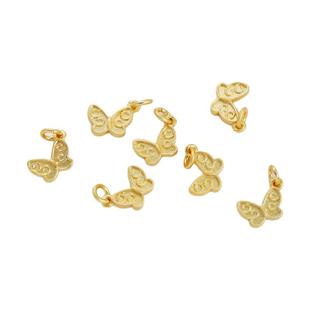 18k包金保色哑金双面蝴蝶9*6mm吊坠diy手链项链耳饰小吊饰配件