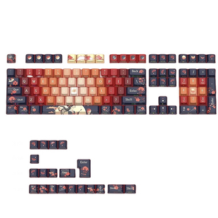 键帽108键水晶透光键帽PBT双色注塑MDA黑红键帽黑粉键帽渐变侧刻