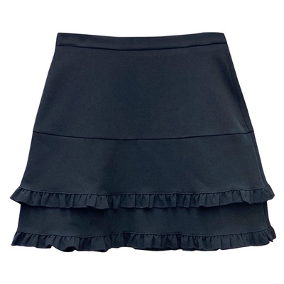 春夏双层木耳高腰包臀A字半身裙