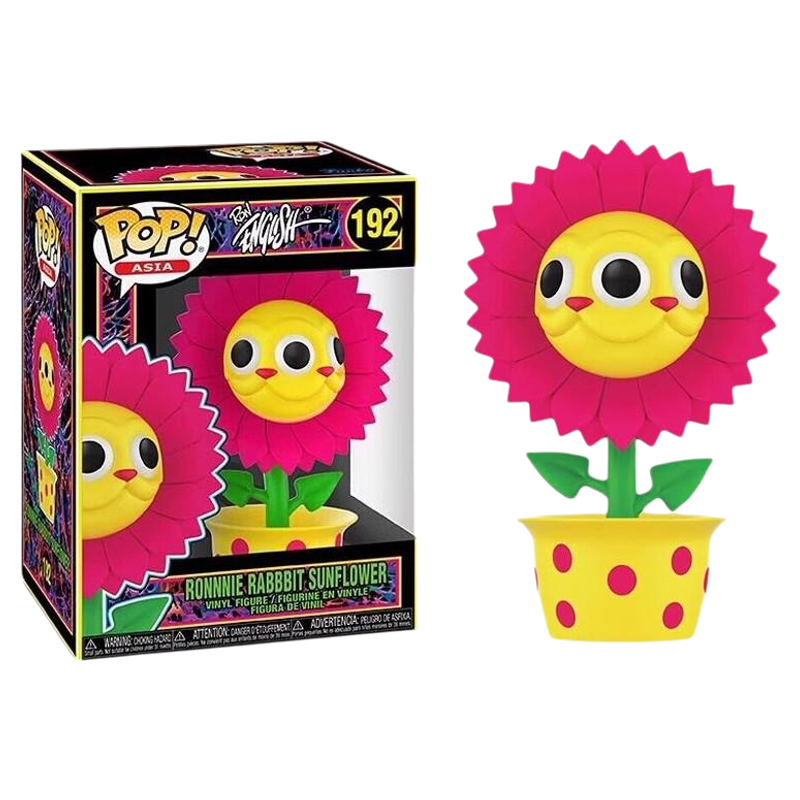 FUNKO pop艺术家罗尼兔露齿笑脸罗尼兔太阳花公仔摆件Ron English