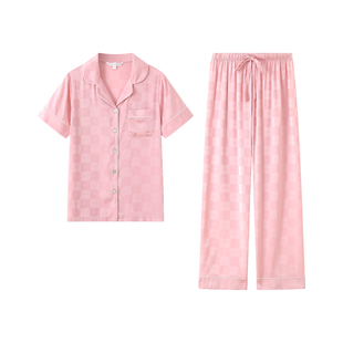 高级感送闺蜜2023年春季夏天冰丝睡衣女短袖长裤短裤家居服礼盒装