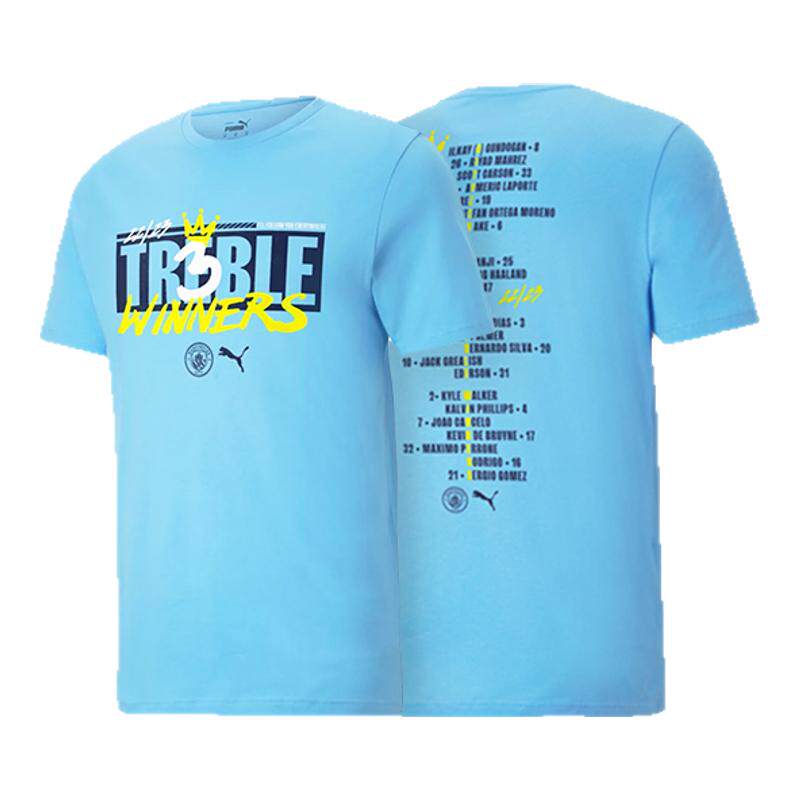 彪马T恤男曼城英超足总杯欧冠冠军纪念短袖三冠王队史首次收藏款