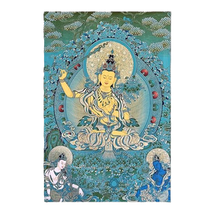 绿度母唐卡挂画西藏母子平安健康玄关装饰画白度母观想佛像壁画