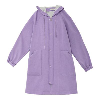 阁兰秀2025年秋冬新品香芋紫插肩袖中长款连帽外套保暖上衣女装