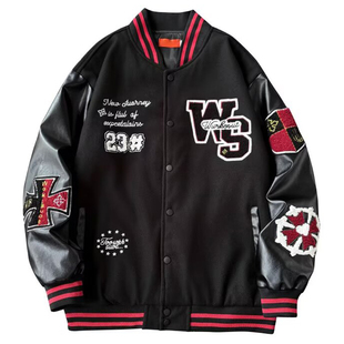 新款美式街头棒球服重磅刺绣外套男VIBE款潮牌宽松情侣夹克上衣