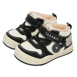 泰兰尼斯学步鞋冬季加绒男宝宝女宝宝保暖鞋子防滑儿童学步板鞋