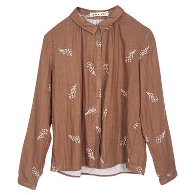 复古文艺风绣花长袖衬衫