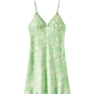 曼妮芬性感V领吊带睡裙舒适亲肤天丝女士度假家居服睡衣