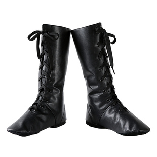 高帮舞蹈鞋皮长筒蒙古舞蹈靴艺考舞蹈鞋表演靴广场舞鞋单靴子成人