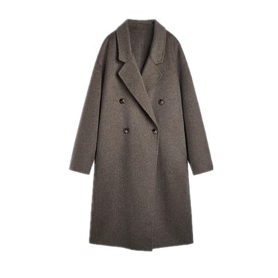 高级感美拉德棕色双面羊绒大衣女