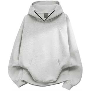 半高领卫衣2025新款连帽上衣男女通用重磅380G纯色小众设计感卫衣