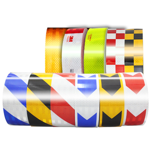 3M黑黄警示胶带反光贴条柱子夜光高亮防撞反光膜车库地贴标识贴纸