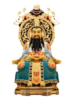 纯铜鎏金三清道祖彩绘摆件