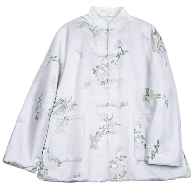 菲伊唐真丝蜀锦冬棉衣女上衣中式