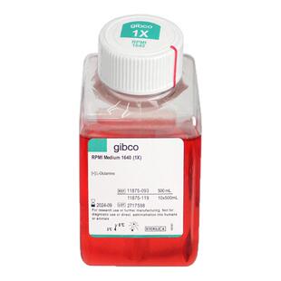 gibco 11875-093 RPMI 1640培养基含L-谷氨酰胺不含HEPES丙酮酸钠