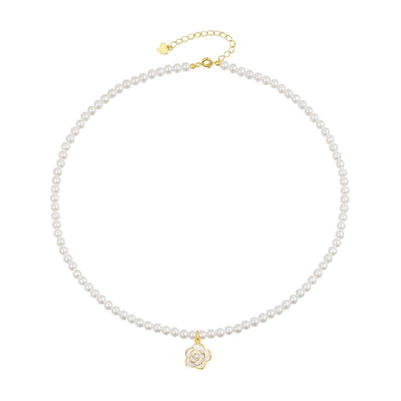 中国黄金珍尚银山茶花纯银项链2025新款锁骨链生日礼物送女友S925