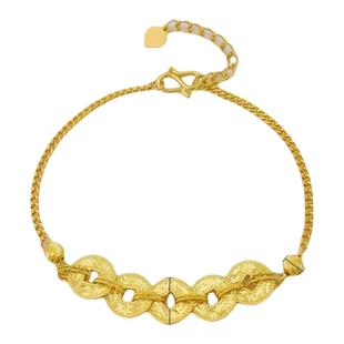 金包银五帝钱手链女款实心铜钱盘缠碎冰冰手串节日生日礼物送女友