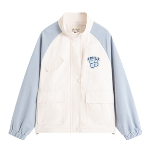 初中生外套春秋款2026新款少女宽松洋气纯棉工装夹克高中学生上衣