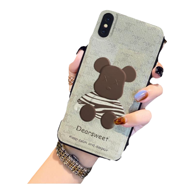 适用苹果x布纹硅胶卡通全包防摔
