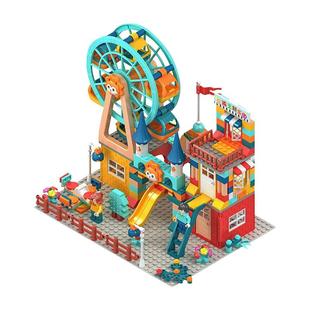 儿童滑道积木拼装益智4兼容大小颗粒3-6岁男女孩轨道滚球积木玩具