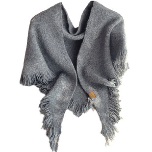 休闲围巾女流浪感仿羊绒流苏针织三角巾百搭保暖披肩多功能围脖