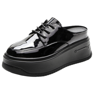 毛毛拖鞋女外穿厚底内增高8CM春秋冬加绒穆勒鞋包头半托懒人真毛