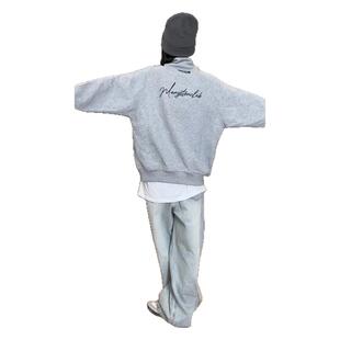 美式潮牌拉链开衫卫衣男秋季cleanfit重磅硬挺外套小众设计感夹克