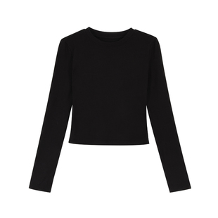 MULVAN 简法做派 基础款正肩长袖t恤女内搭极简修身打底针织上衣