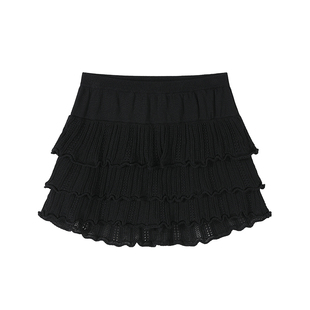 F PROJECT【浪漫花稿】针织蛋糕裙高腰显身材半身裙短裙（有内衬