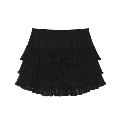 F PROJECT【浪漫花稿】针织蛋糕裙高腰显身材半身裙短裙（有内衬