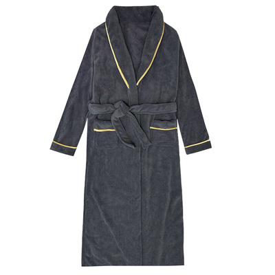 加厚加绒睡袍男士秋冬颗粒绒加长