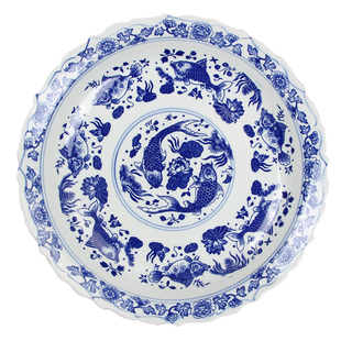 景德镇青花瓷14寸大号家用陶瓷鱼盘子超大鱼盘剁椒鱼头大盘子圆形