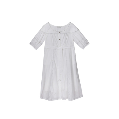 MSLAN分割撞色收腰显瘦连衣裙